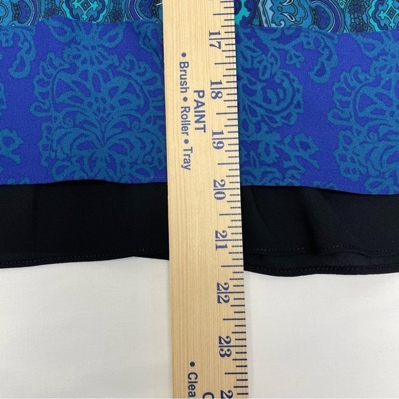 Tahari Turquoise and Black Halter Top Women’s Size XS Two-Tiered Ties at Neck - Picture 14 of 15